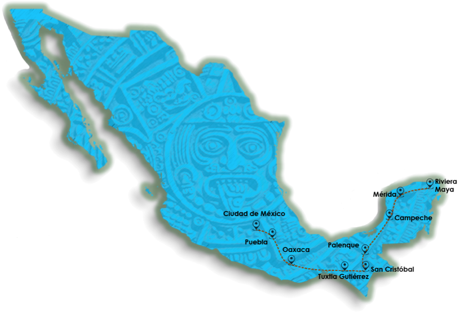 Carte circuit Grand Tour du Mexique